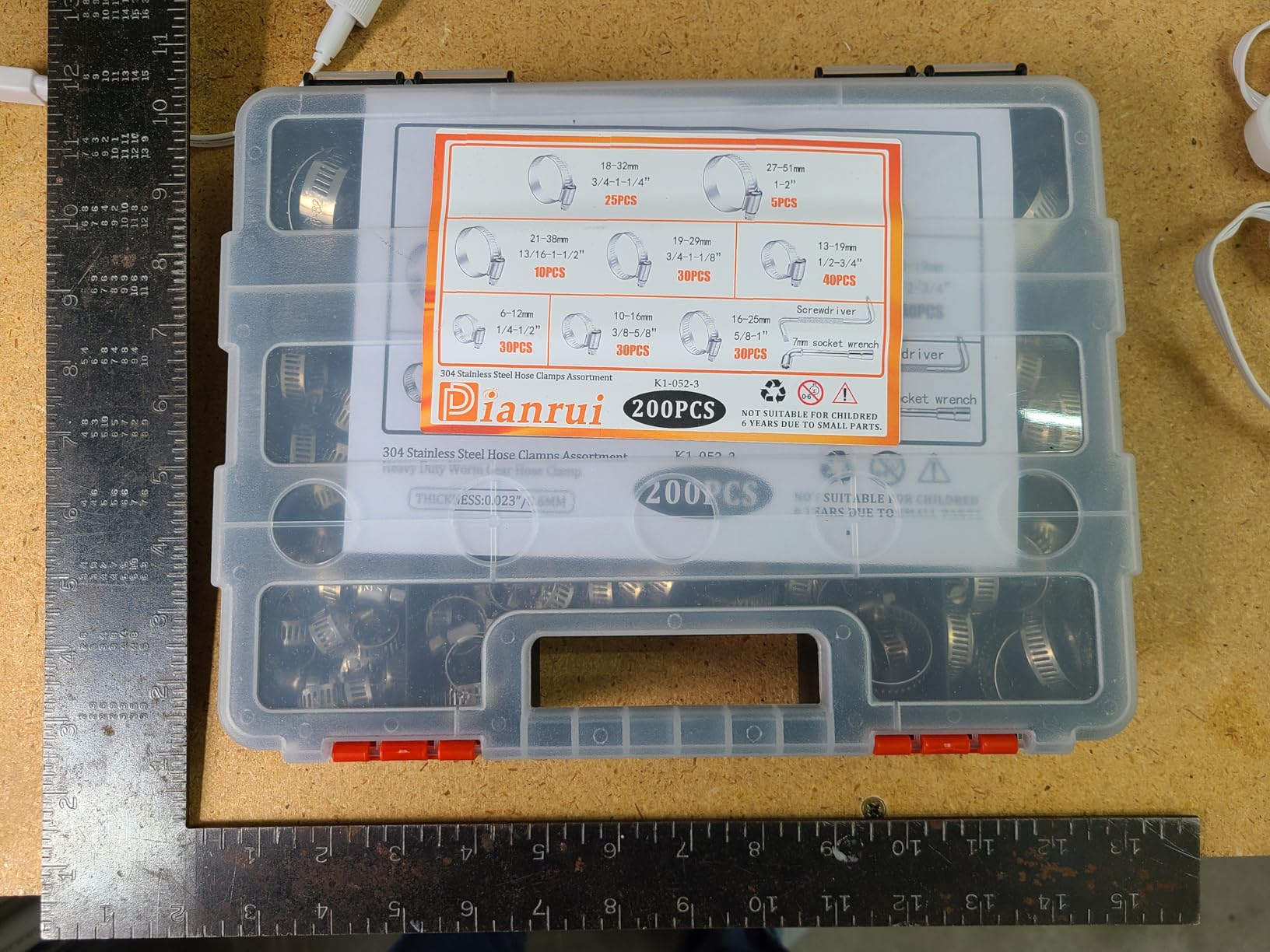 Dianrui 222 PCS Hose Clamp Assortment 1/4
