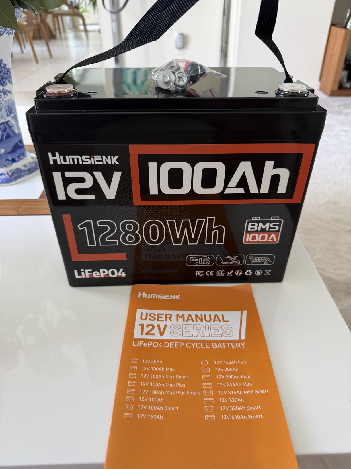 HumsiENK 12V 100Ah LiFePO4 Lithium Battery with Bluetooth (Group 24), 15000+ Deep Cycles Battery, Built-in 100A BMS & Low-Temp Protection, Max. 1280 Energy for RV/Boat/Off-Grid/Home Backup | 15000+ Deep Cycles, Built-in 100A BMS & Low-Temp Protection, Energy for RV/Boat/Off-Grid/Home Backup, Lithium Iron Phosphate customer photo 2