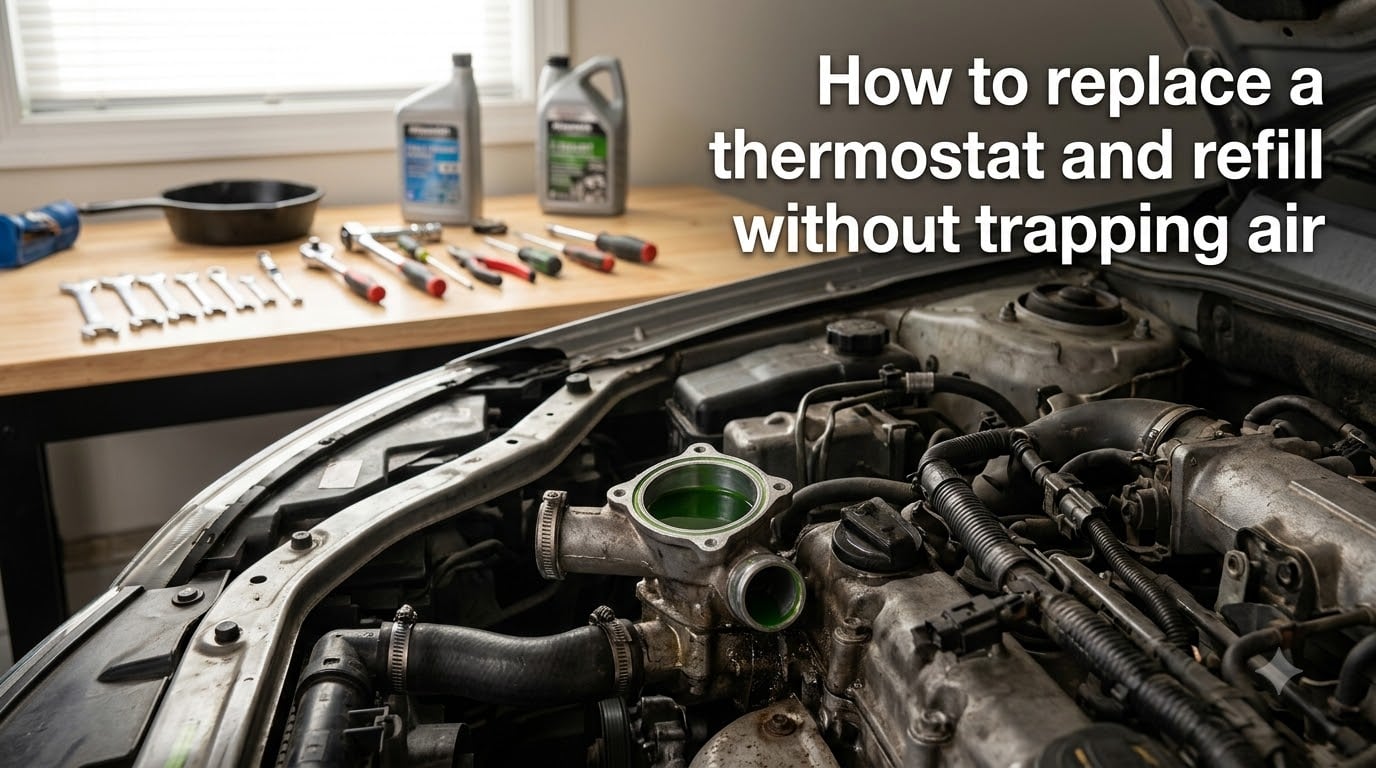 How to replace a thermostat and refill without trapping air