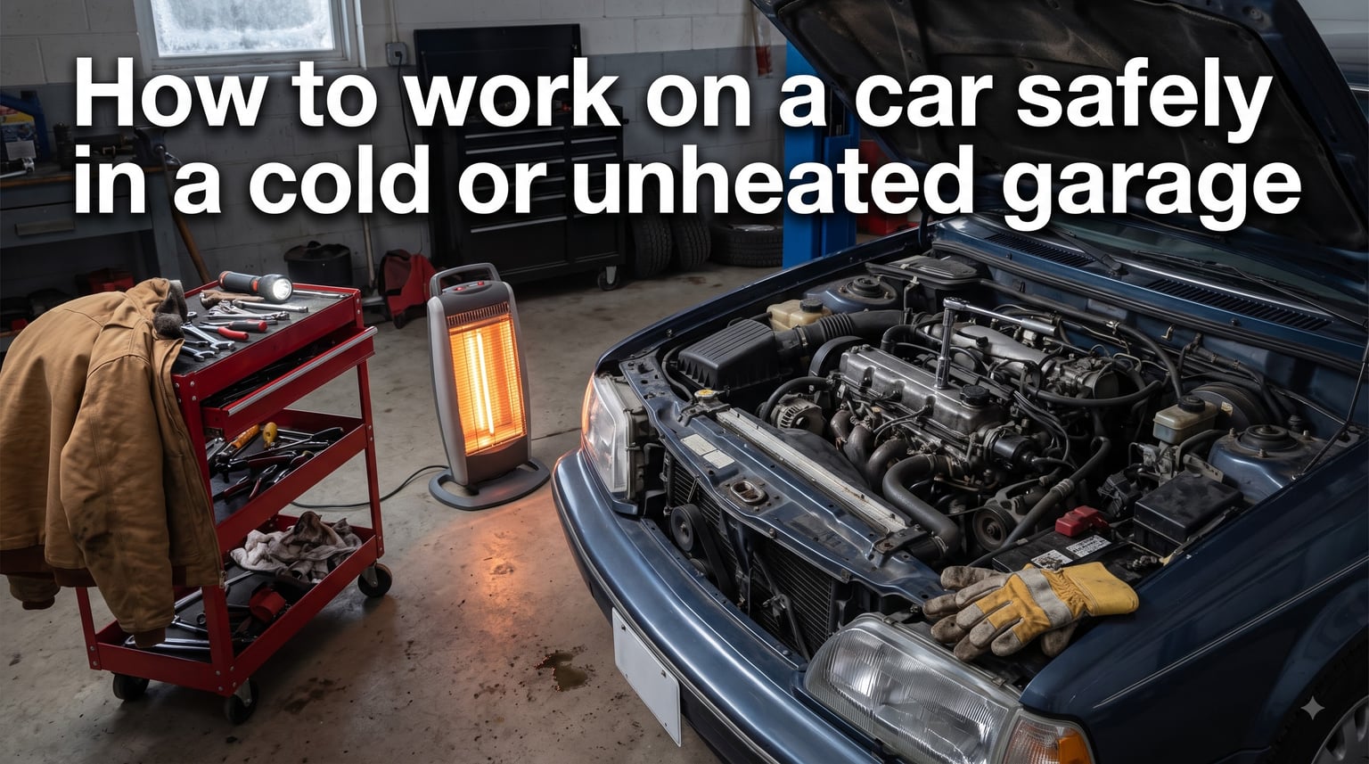 How to work on a car safely in a cold or unheated garage