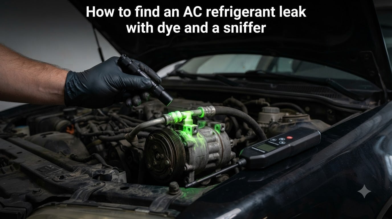 How to find an AC refrigerant leak with dye and a sniffer