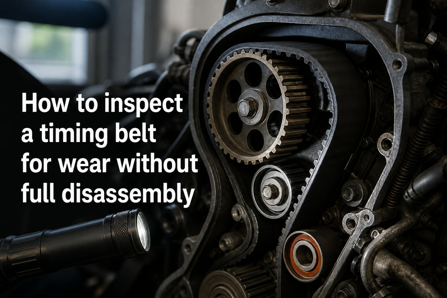 How to inspect a timing belt for wear without full disassembly