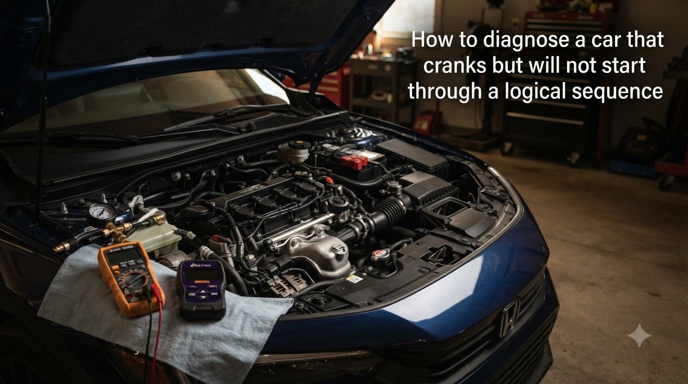 How to diagnose a car that cranks but will not start through a logical sequence