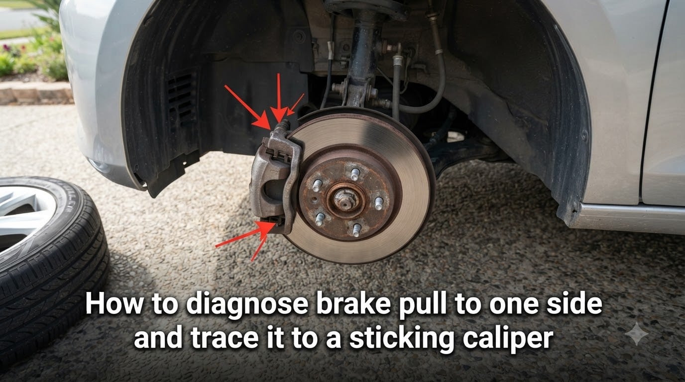 How to diagnose brake pull to one side and trace it to a sticking caliper