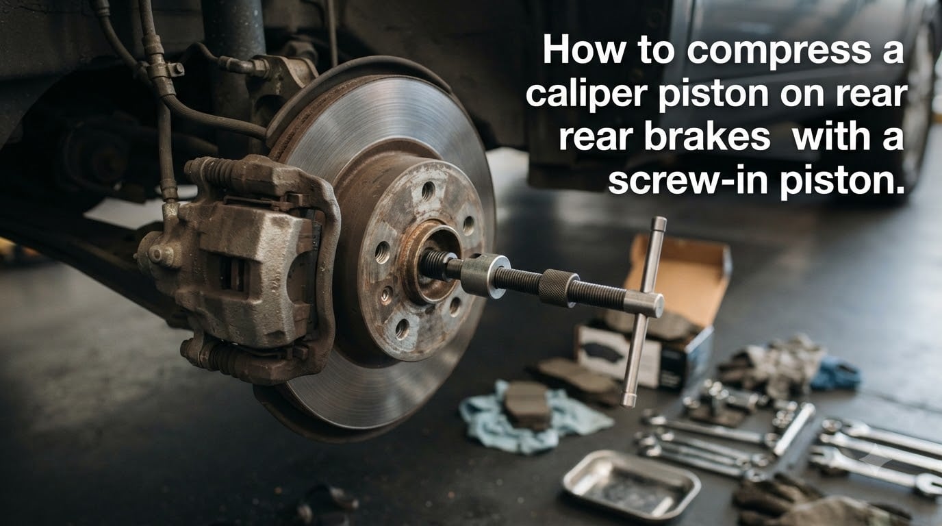 How to compress a caliper piston on rear brakes with a screw-in piston