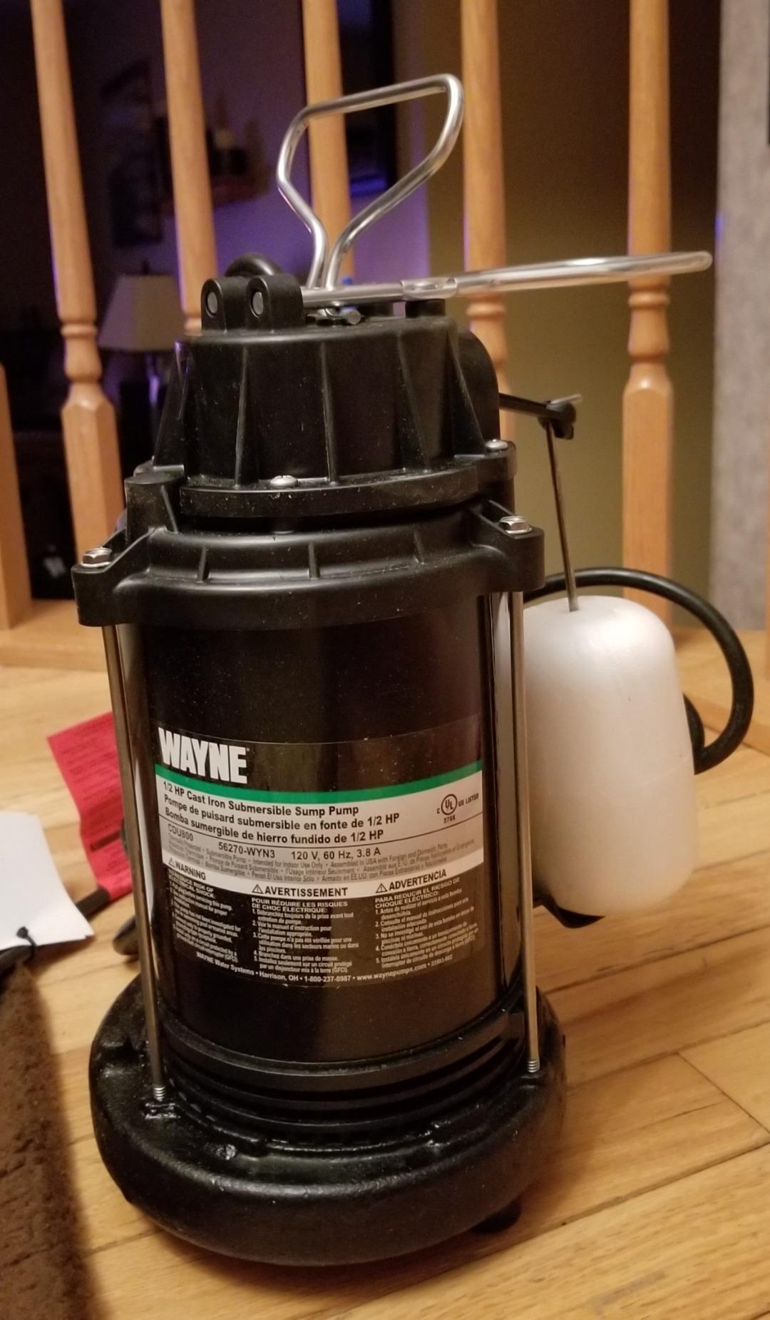 WAYNE CDU800 1/2 HP Submersible Sump Pump – Cast Iron & Stainless Steel, Vertical Float Switch, 5,100 GPH, 3-Year Warranty customer photo 1