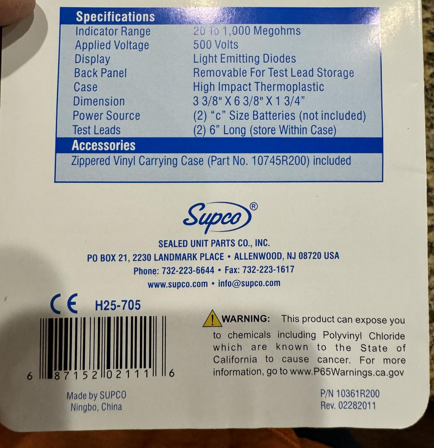 Supco M500 Electronic Megohmmeter, 0 to 1000 Megohms customer photo 2