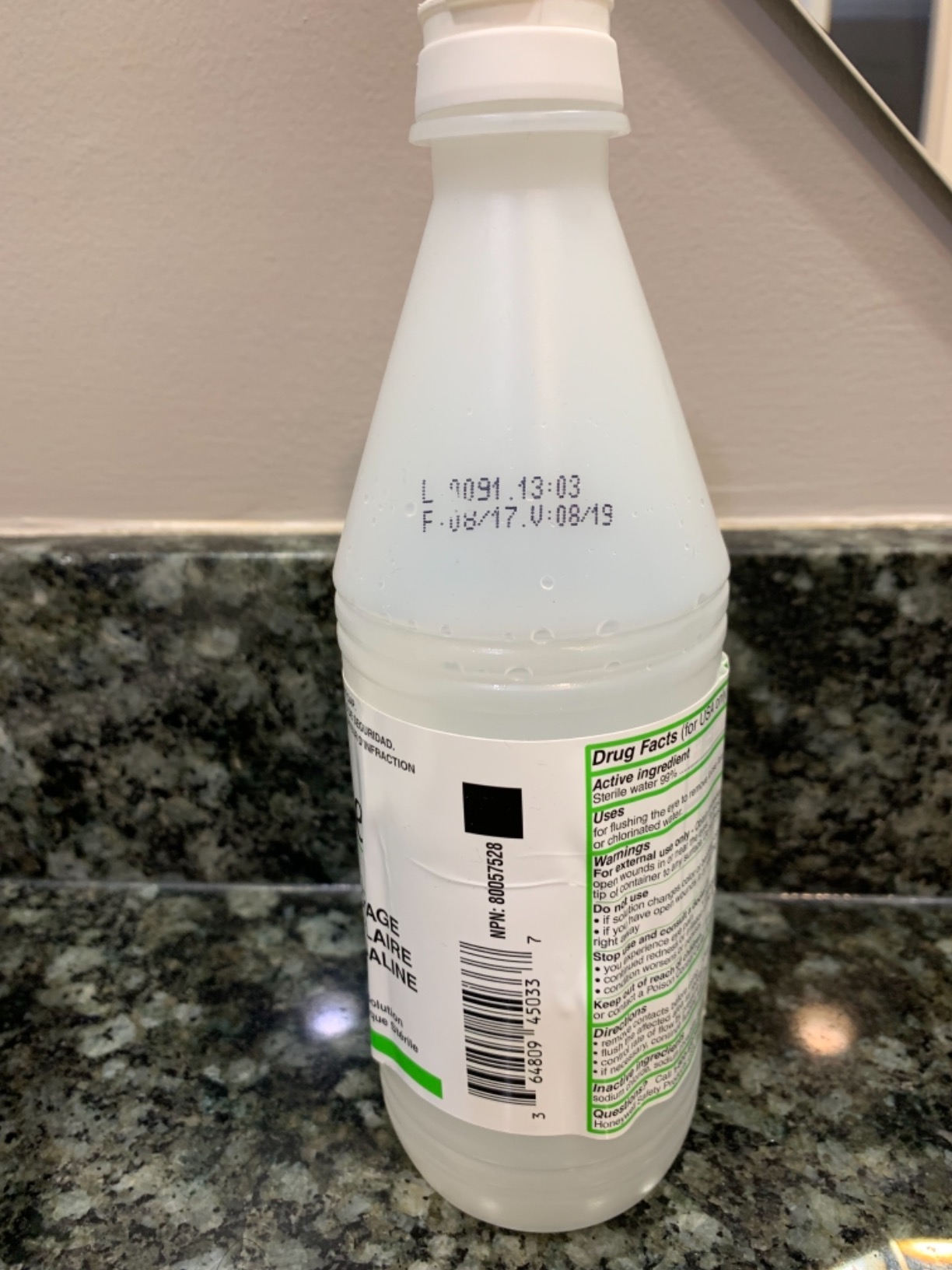Honeywell Personal 16 oz. (473 ml) Trilingual Sterile Saline Eye Wash Bottle with Extended Flow Nozzle - 32-000454-0000-H5 customer photo 1