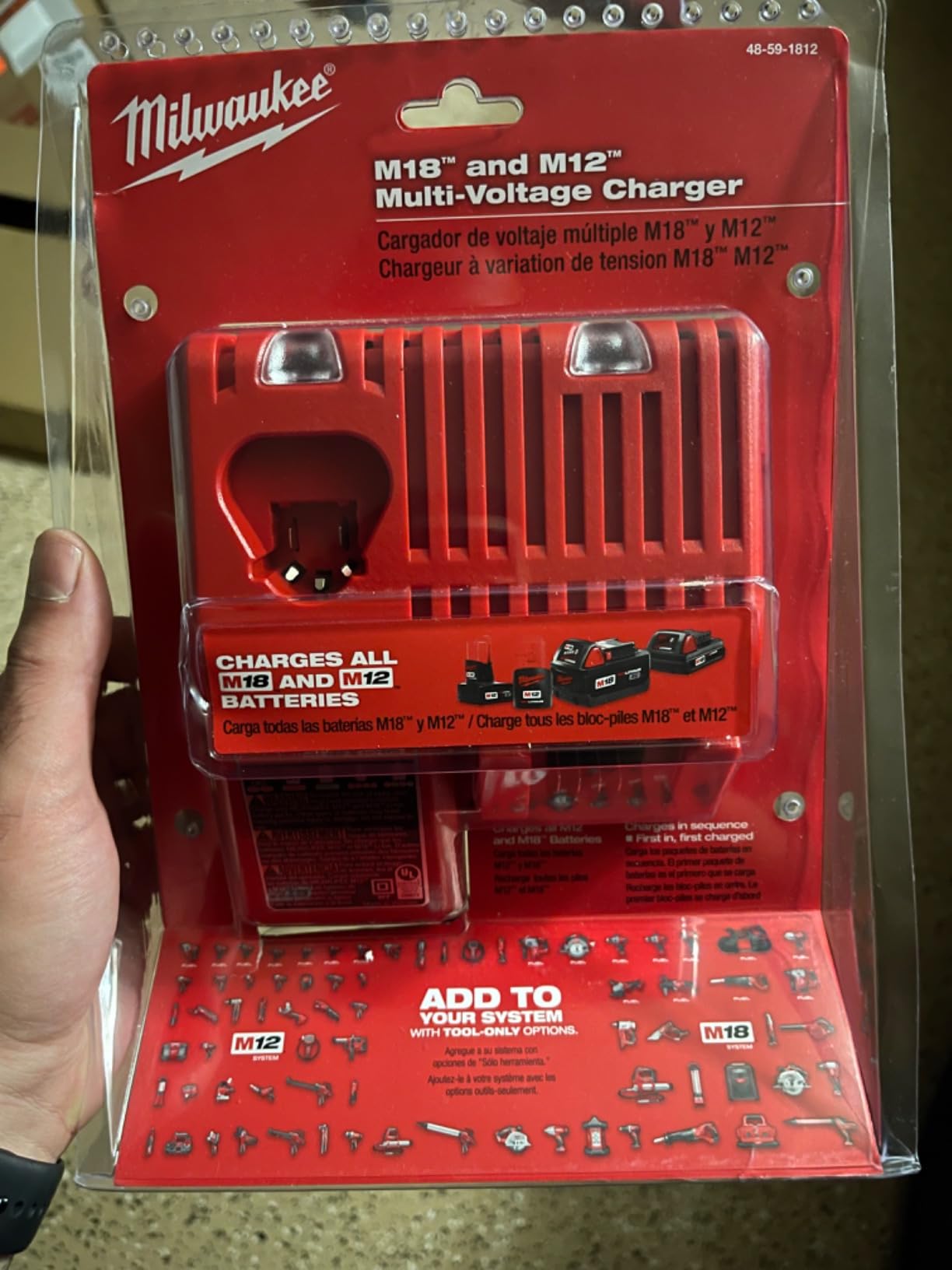 Milwaukee 48-59-1812 M12 or M18 18V and 12V Multi Voltage Lithium Ion Battery Charger w/ Onboard Fuel Gauge customer photo 2