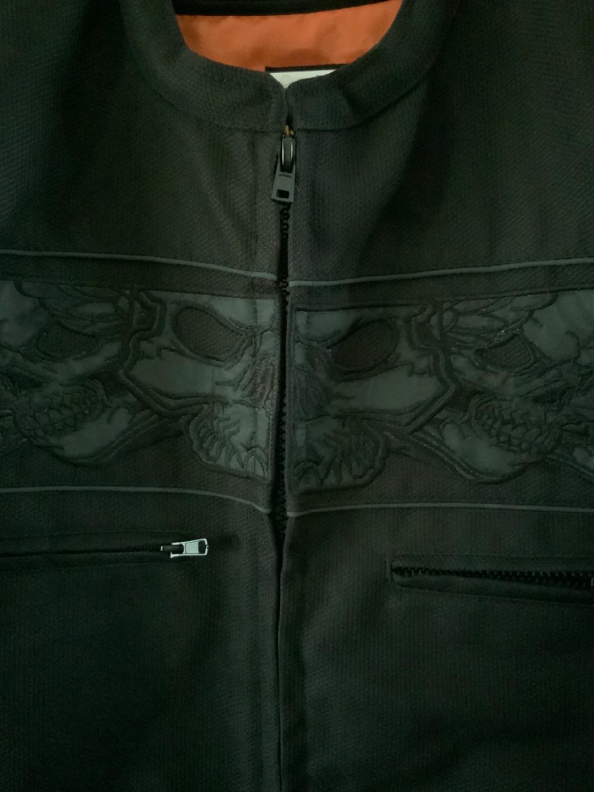 Milwaukee Leather MPM1730 Men's Black Padded Textile All Season Motorcycle Jacket w/Reflective Skulls Artwork customer photo 2