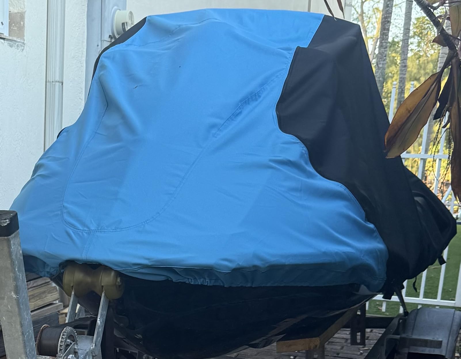Trailerable Jet Ski Cover, Waterproof Marine Grade 600D Heavy Duty Polyester PWC Cover Gray/Black Color Fits from 126