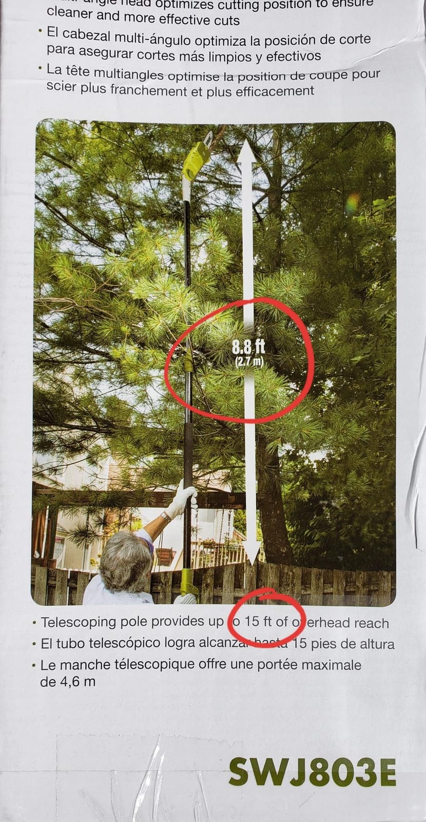 Sun Joe Corded Electric Telescoping Pole Saw, Pruning Power Tool with 10 Inch Bar, 8 Amp Power with 14 Foot Reach for Ground-Level Tree Trimming. customer photo 2