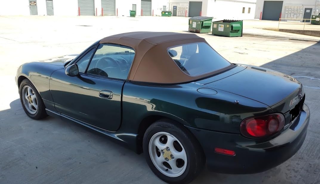 Fits Miata Soft Top Compatible With Mazda Miata Convertible Top with Clear Plastic Window - Black, Cabrio Vinyl - One-Piece fits 1989-2005 Mazda Miata Convertible Top Replacement - No Rain Rail customer photo 2