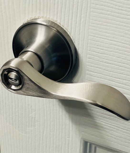 Probrico Privacy Door Levers Interior Door Handles Levers, Wave Style Bed Bath Door Handles Lock Keyless, Satin Nickel Door Lever Lockset 6 Pack customer photo 2