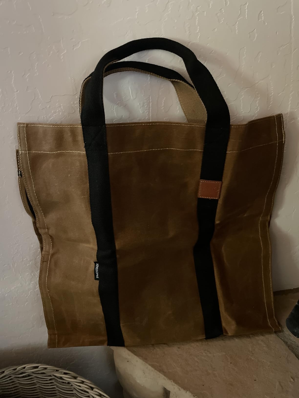 INNO STAGE Waxed Canvas Firewood Carrier Bag, Log Carrier Tote, Green customer photo 1