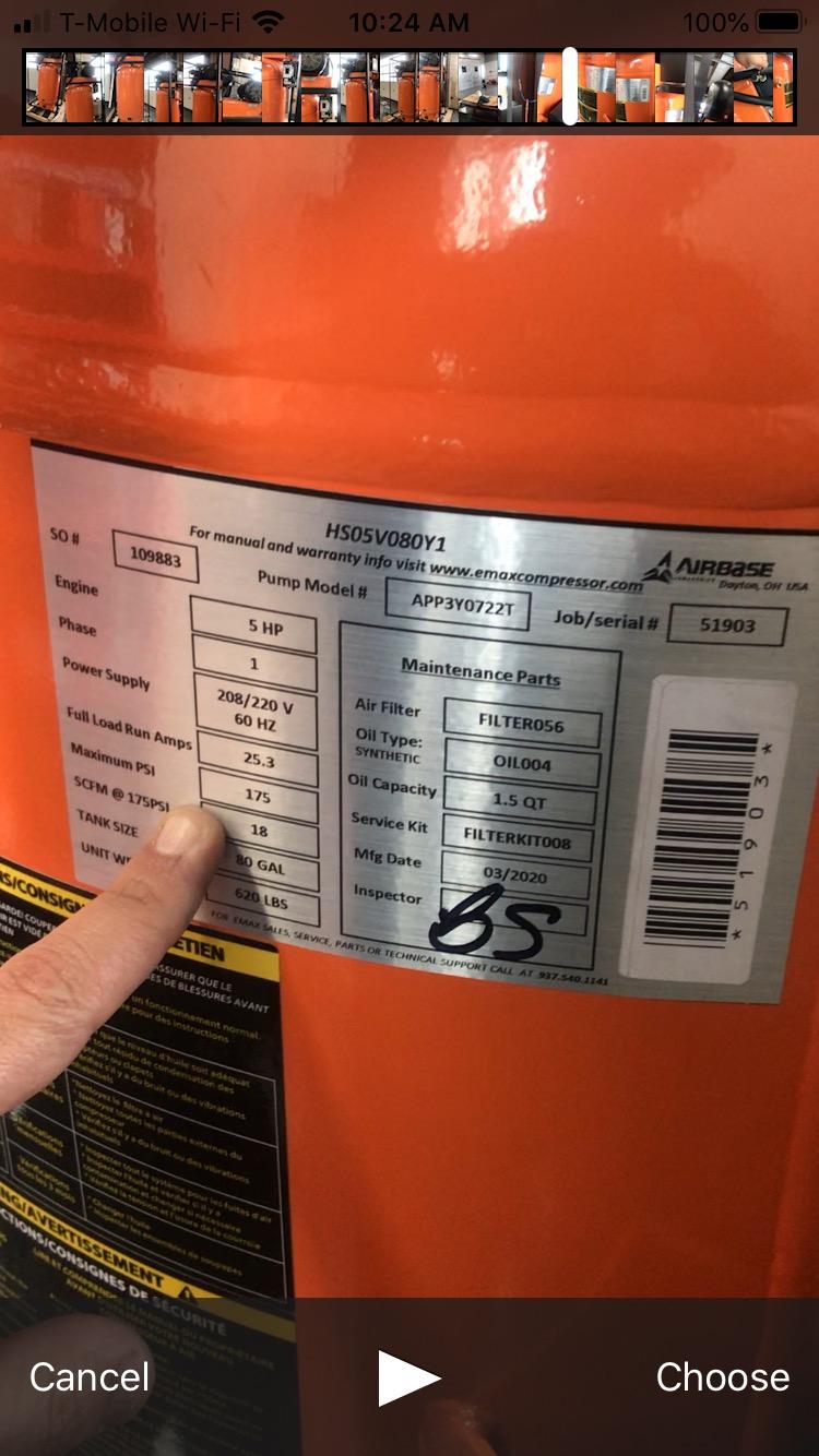 5 HP Air Compressor, Industrial, Stationary, Electric, Single Phase, 155 PSI, 80 Gallon, HULK Silent Series, Model HI05V080Y1S by EMAX Compressor customer photo 1