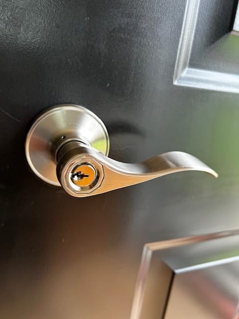 Knobonly 10 Pack Brushed Satin Nickel Door Lever Privacy Door Handles, Zinc Alloy Door Handle Interior, Keyless Lock for Bedroom or Bathroom customer photo 1