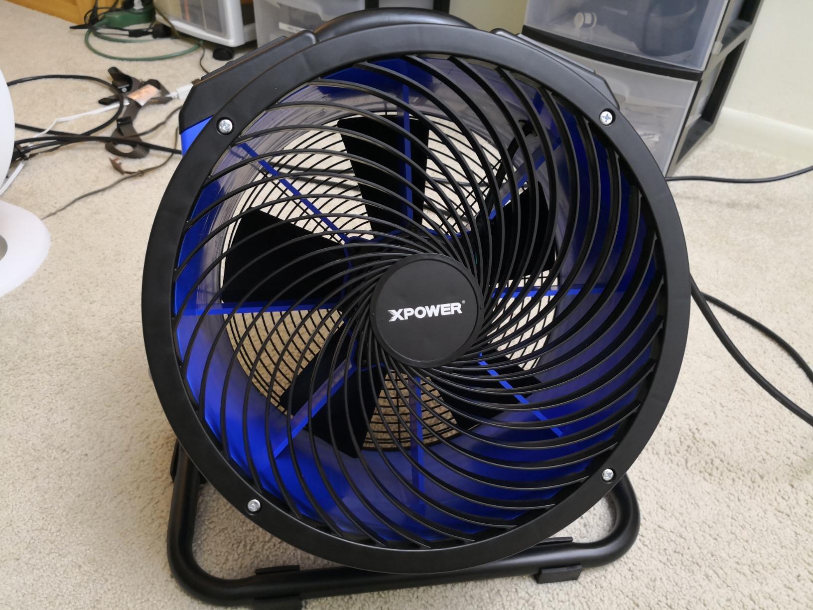XPOWER FC-300 Heavy Duty Industrial High Velocity Whole Room Air Mover Air Circulator Utility Shop Floor Fan, Variable Speed, Timer, 14 inch, 2100 CFM, Black, Blue customer photo 1