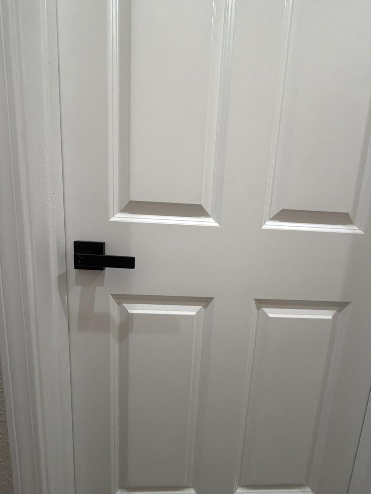 KNOBWELL 6 Pack Door Handles Black, Privacy Door Lever Bed and Bath Leverset Lockset, Left or Right Handing, Matte Black Finish customer photo 2