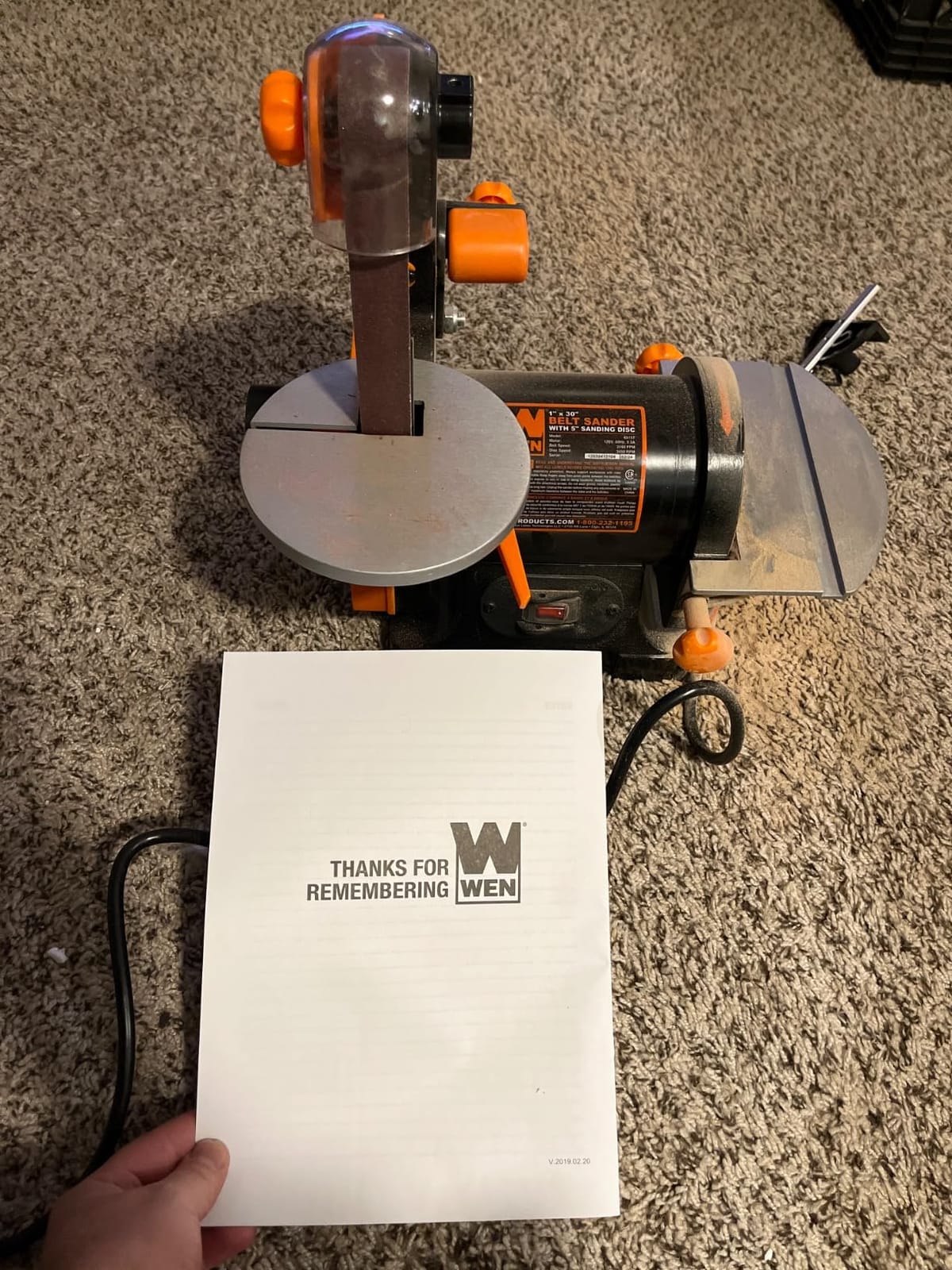 WEN Benchtop Belt and Disc Sander with 1 x 30 in. Belt and 5 in. Sanding Disc (6515T) customer photo 2