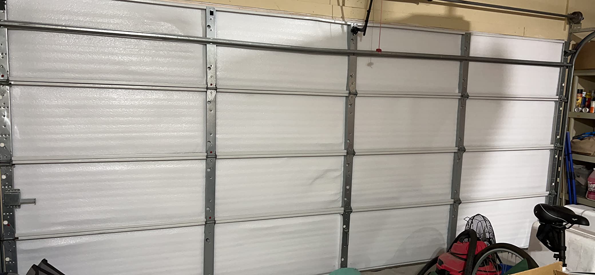 Ant NASA TECH White Reflective Foam Core 2 Car Garage Door Insulation Kit 18 Ft (Wide) x 8 Ft (HIGH) R Value 8.0 Made in USA New and Improved Heavy Duty Double Sided Tape (Also FITS 18 X 7) customer photo 1