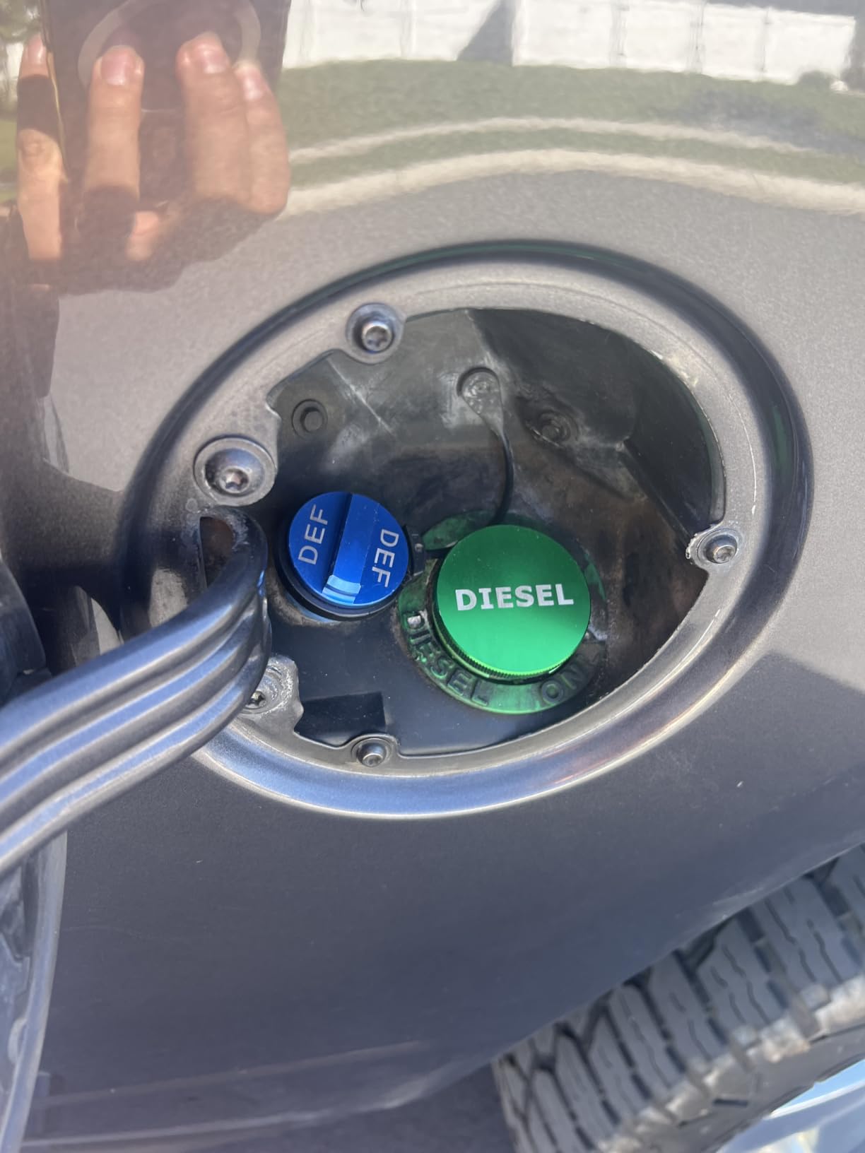Diesel Fuel Cap for Dodge Ram, Aluminum Factory Combo Pack - Magnetic Diesel Fuel Cap & DEF Cap for RAM 1500 2500 3500 Trucks (2013-2019) customer photo 1