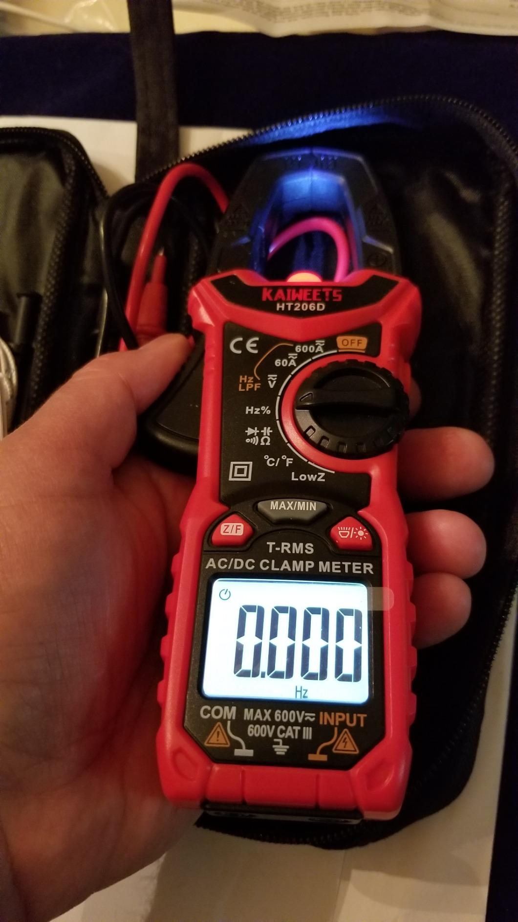 KAIWEETS HT206D Digital Clamp Meter T-RMS 6000 Counts, Multimeter Voltage Tester Auto-ranging, Measures Current Voltage Temperature Capacitance Resistance Diodes Continuity Duty-Cycle (AC/DC Current) customer photo 2