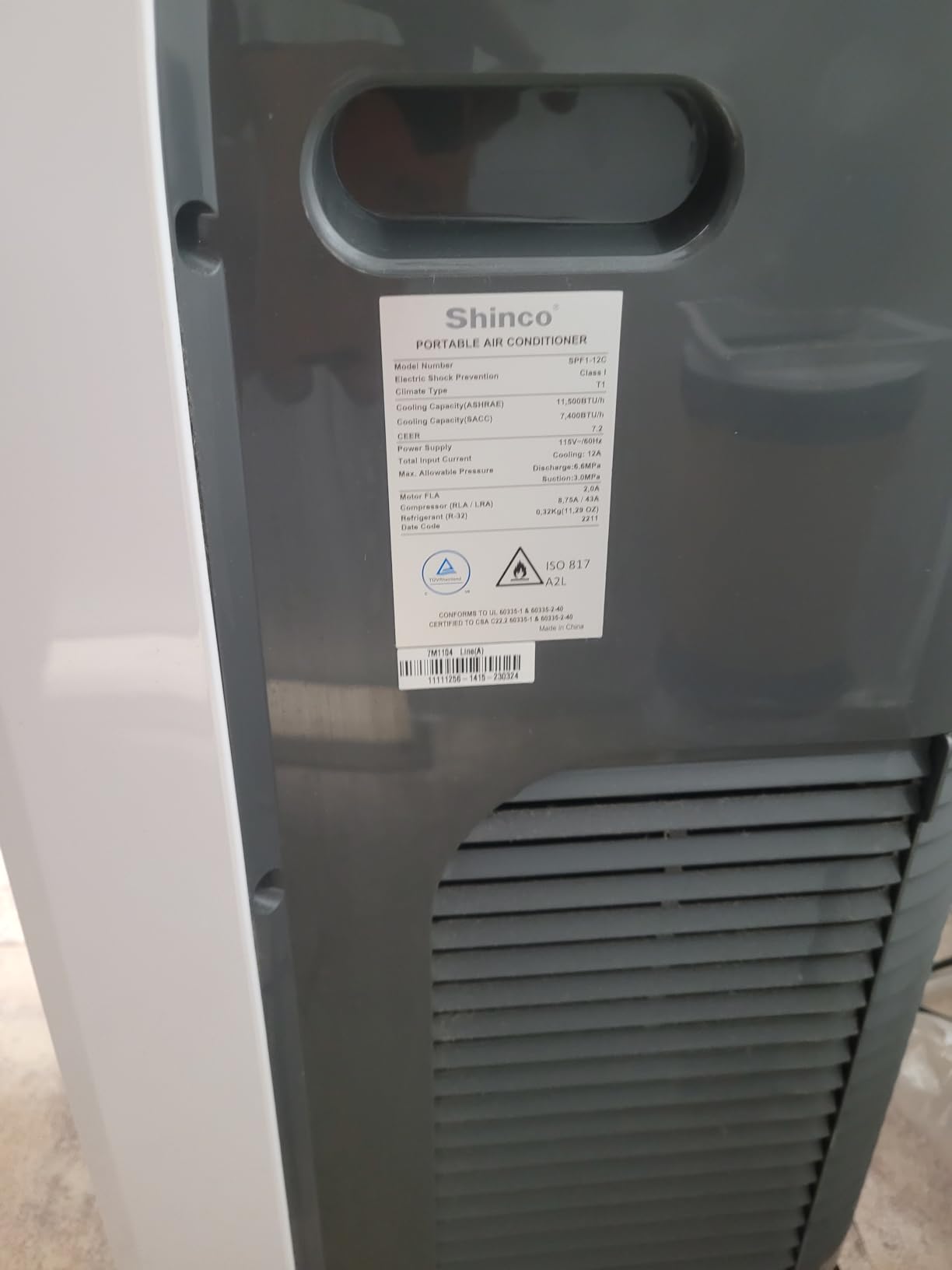 Shinco 12,000 BTU(7,500 BTU SACC) Portable Air Conditioner, Portable AC Unit with Built-in Cool, Dehumidifier&Fan Modes for Room up to 450 sq.ft, with Remote Control, 24 Hour Timer, Installation Kit customer photo 2