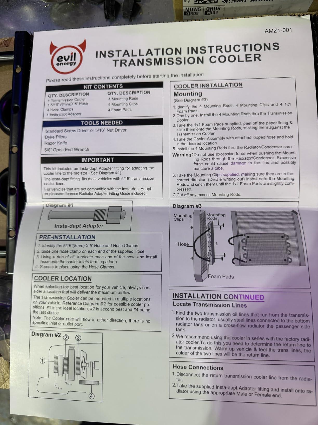 EVIL ENERGY 5/16 in Transmission Oil Cooler Kit, 6 Pass, Black customer photo 2