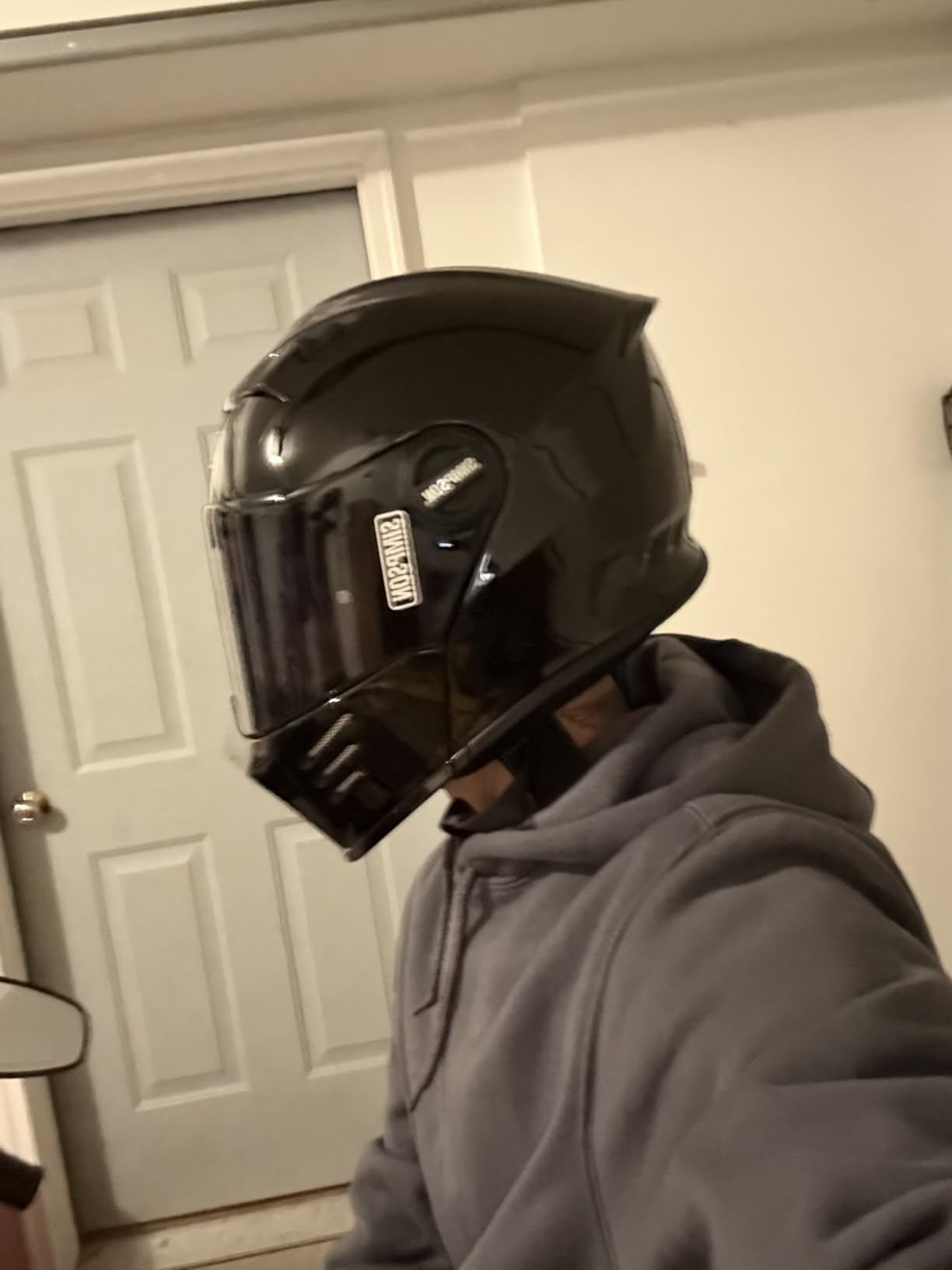 Simpson Mod Bandit Modular Motorcycle Helmet - DOT & ECE Certified - Flip Front, Comms Ready, Internal Sun Shield and External Clear Face Shield Included - Shell in Gloss Black customer photo 2