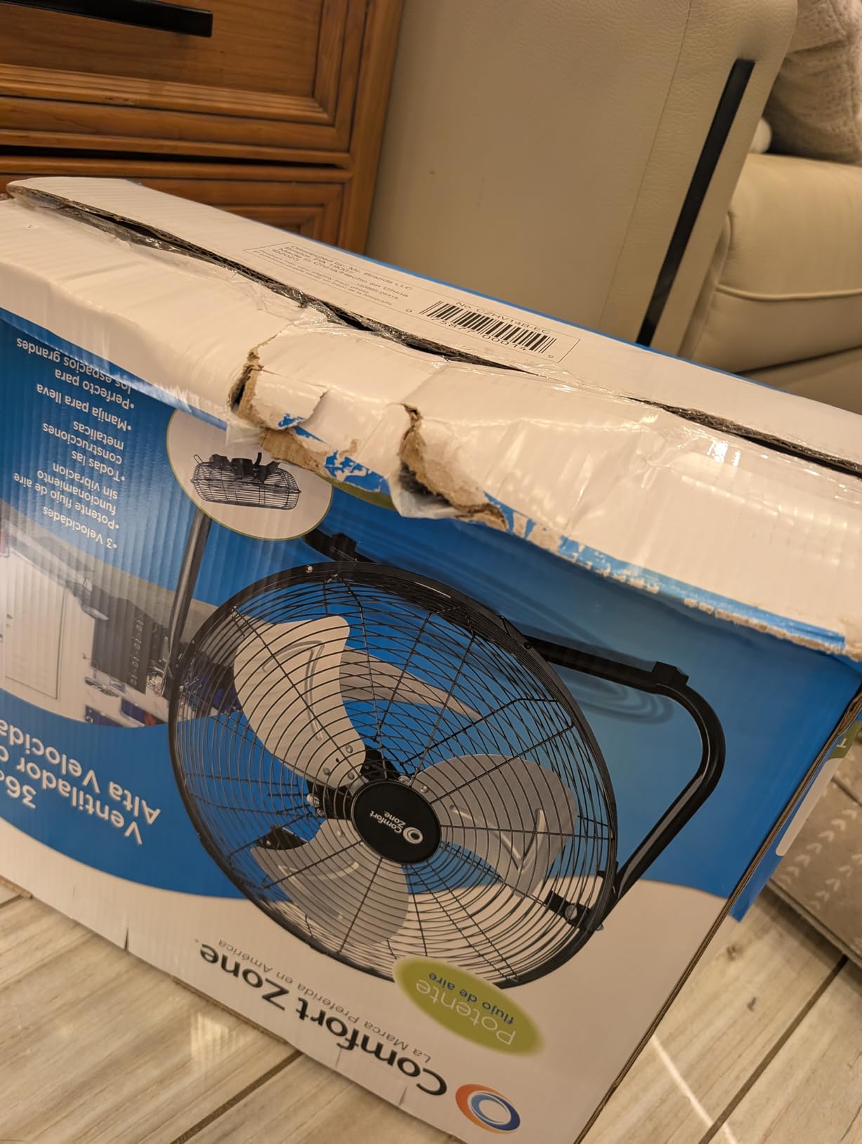 Comfort Zone 20-Inch High-Velocity Industrial Floor Fan, Heavy-Duty 3-Speed Metal Shop Fan with 180° Adjustable Tilt & Carry Handle, Quiet Vibration-Free Cooling for Garage, Workshop, & Home customer photo 2