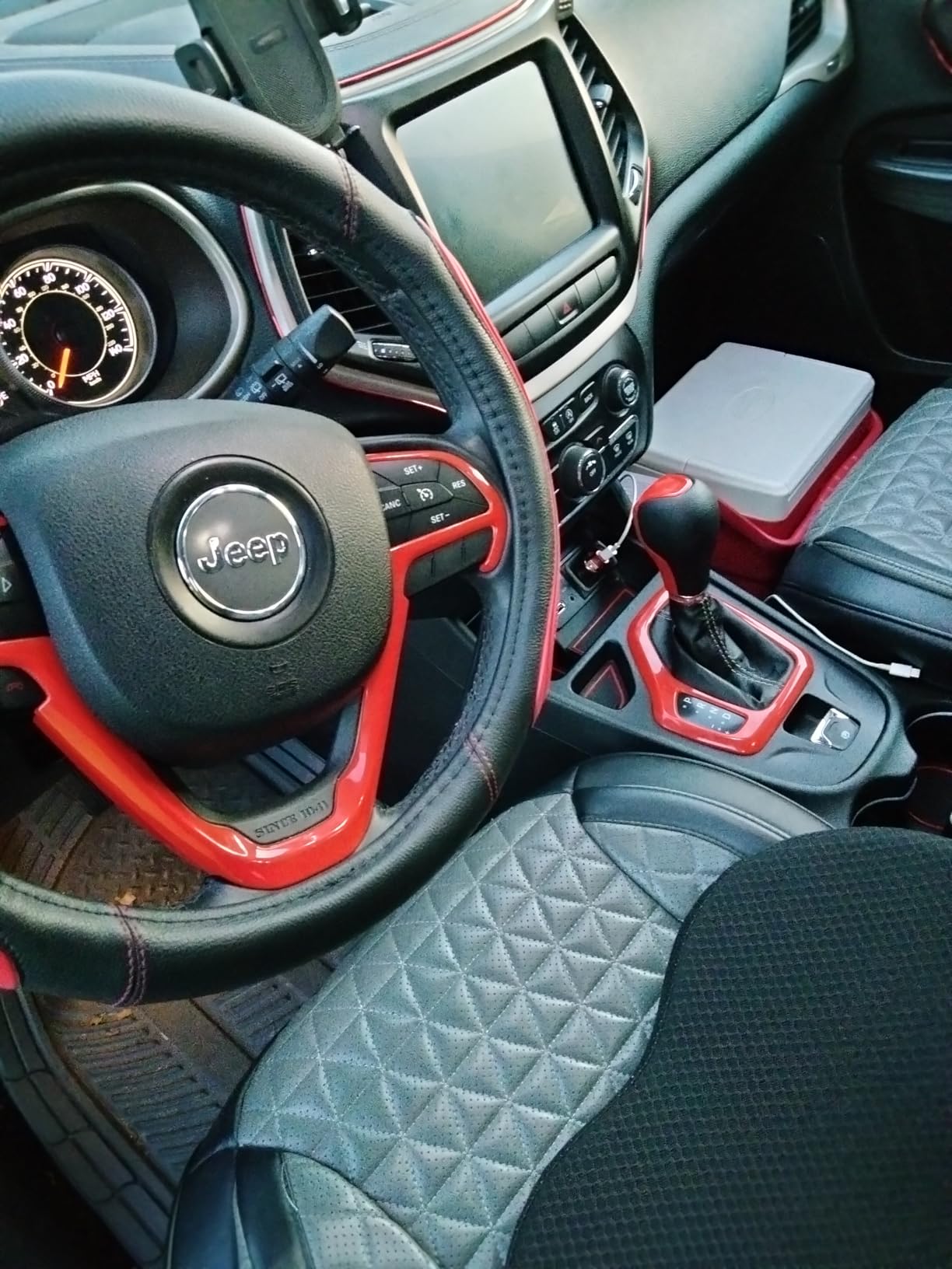 JeCar Gear Shift Knob Cover Trim for Jeep Cherokee 2014-2018 Carbon Fiber Interior Accessories customer photo 1