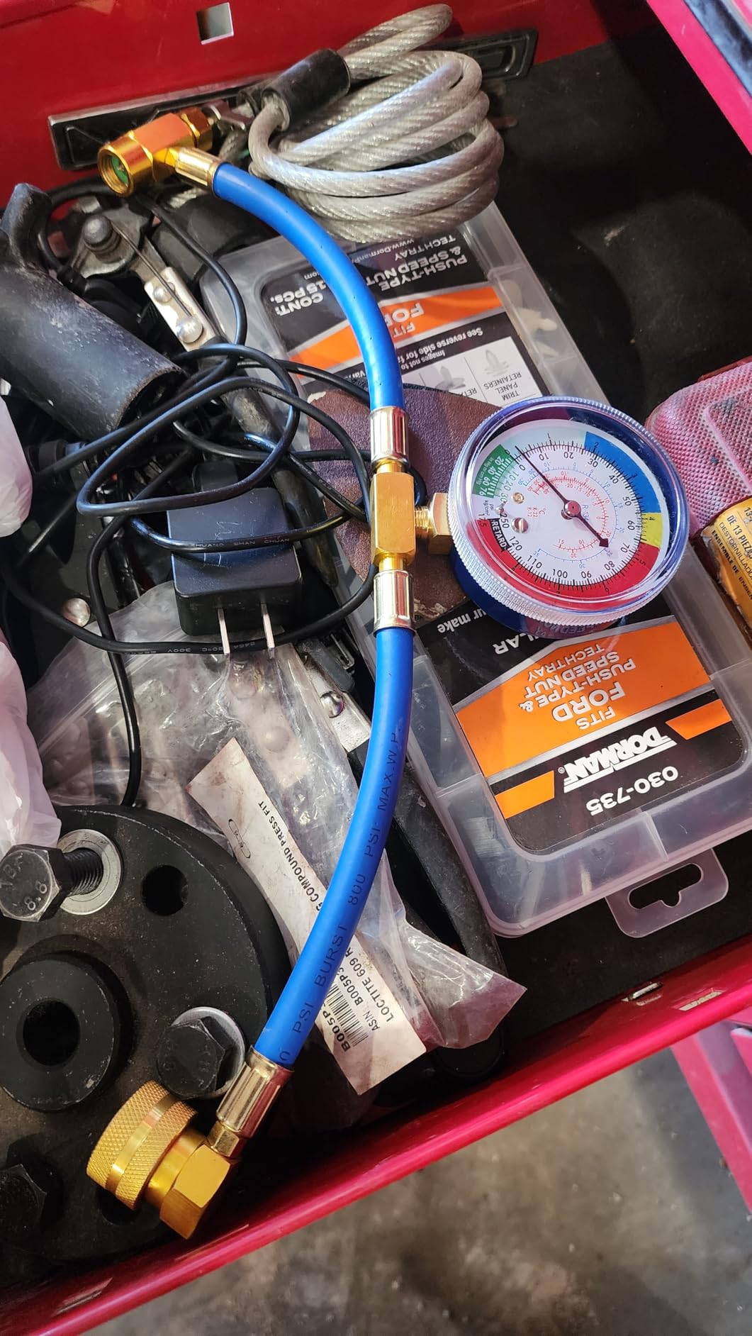 R134A AC Refrigerant Recharge Hose Kit 1/2” Piercing Can Tap Valve customer photo 1