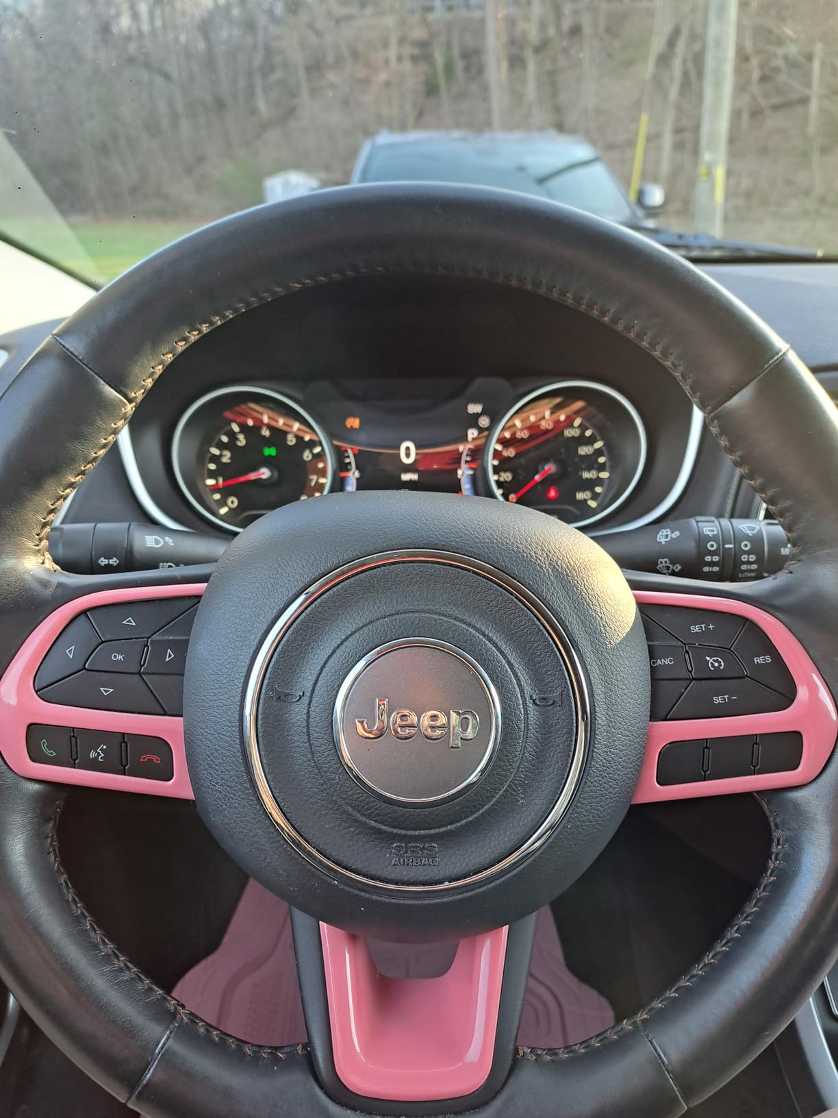 3PCS Steering Wheel Cover Trim Interior Accessories for Jeep Renegade 2015-2023 for Jeep Compass 2017-2020 (Red) customer photo 2