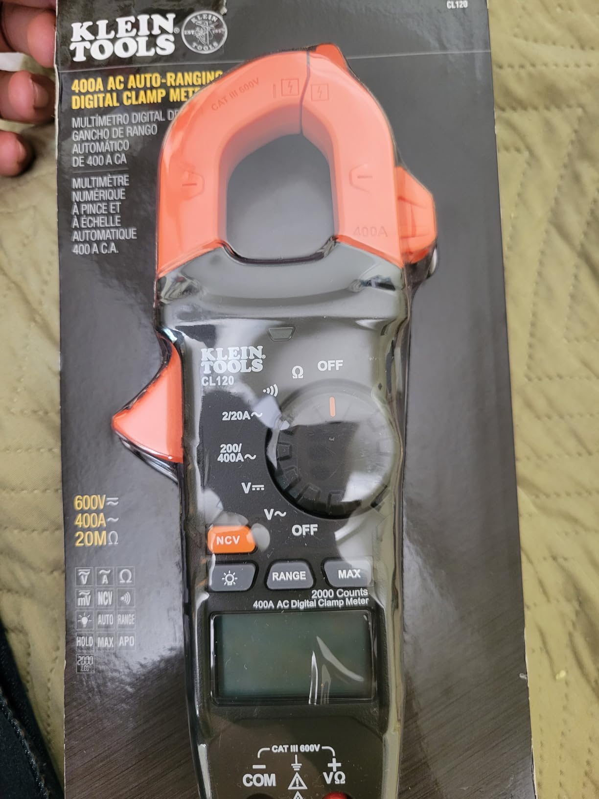 Klein Tools CL120 Digital Clamp Meter, Auto-Ranging 400 Amp AC customer photo 2
