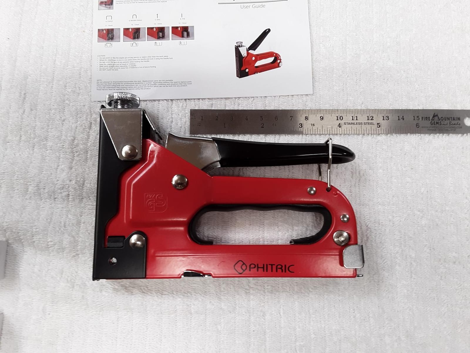 PHITRIC Upholstery Staple Gun Heavy Duty, 4 in 1 Stapler Gun with 1200 Staples, Power Finish Staplers, Manual Brad Nailer Power Adjustment Furniture Stapler Gun for Wood, Carpentry, Decoration DIY customer photo 2