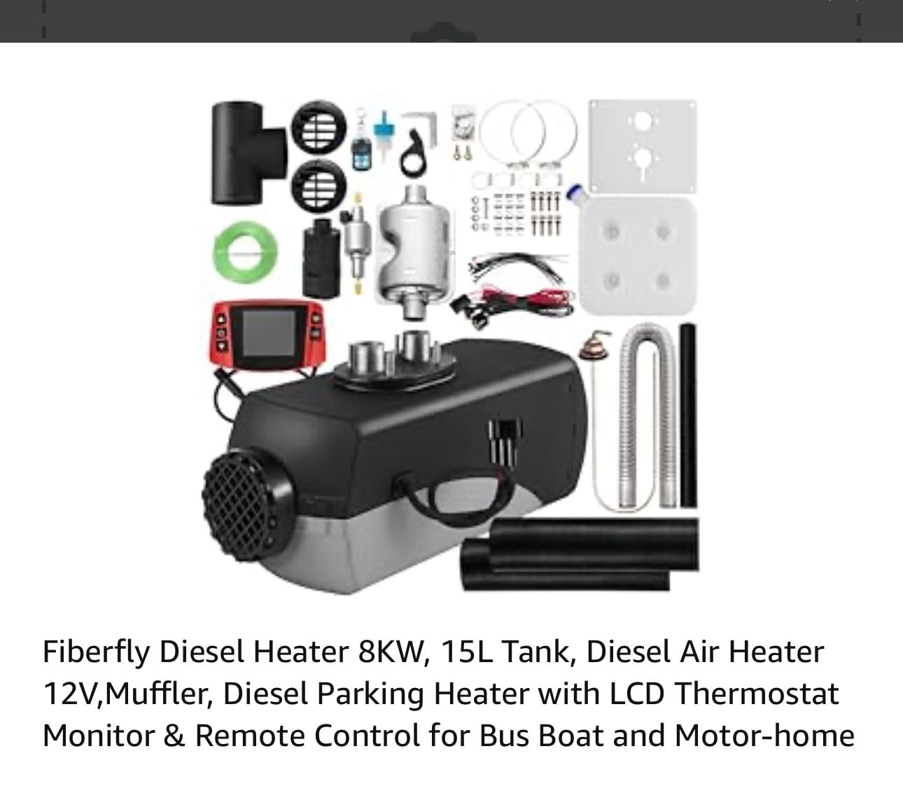Diesel Heater 8KW, 15L Tank, Diesel Air Heater 12V,Muffler, Diesel Parking Heater with LCD Thermostat Monitor & Remote Control for Bus Boat and Motor-home customer photo 1