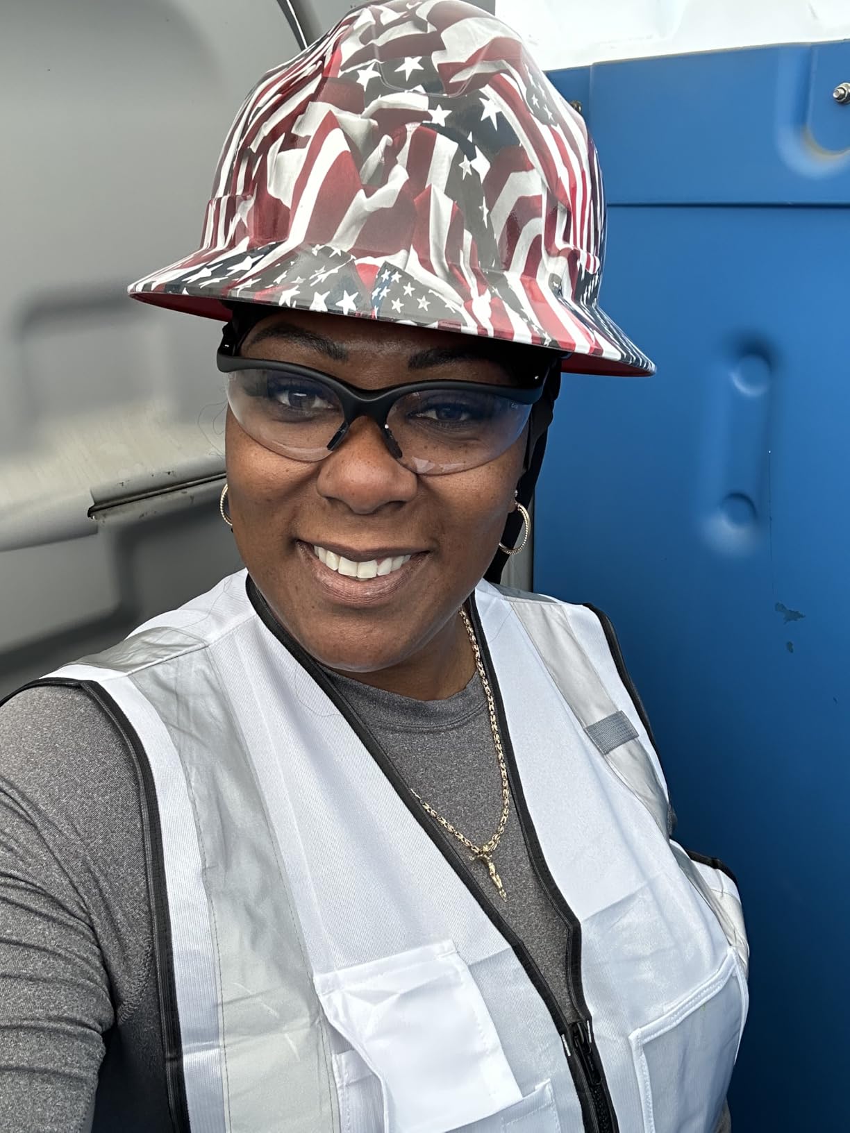 LANON Full Brim FRP Hard Hat, Class C, Premium American Flag Design customer photo 2