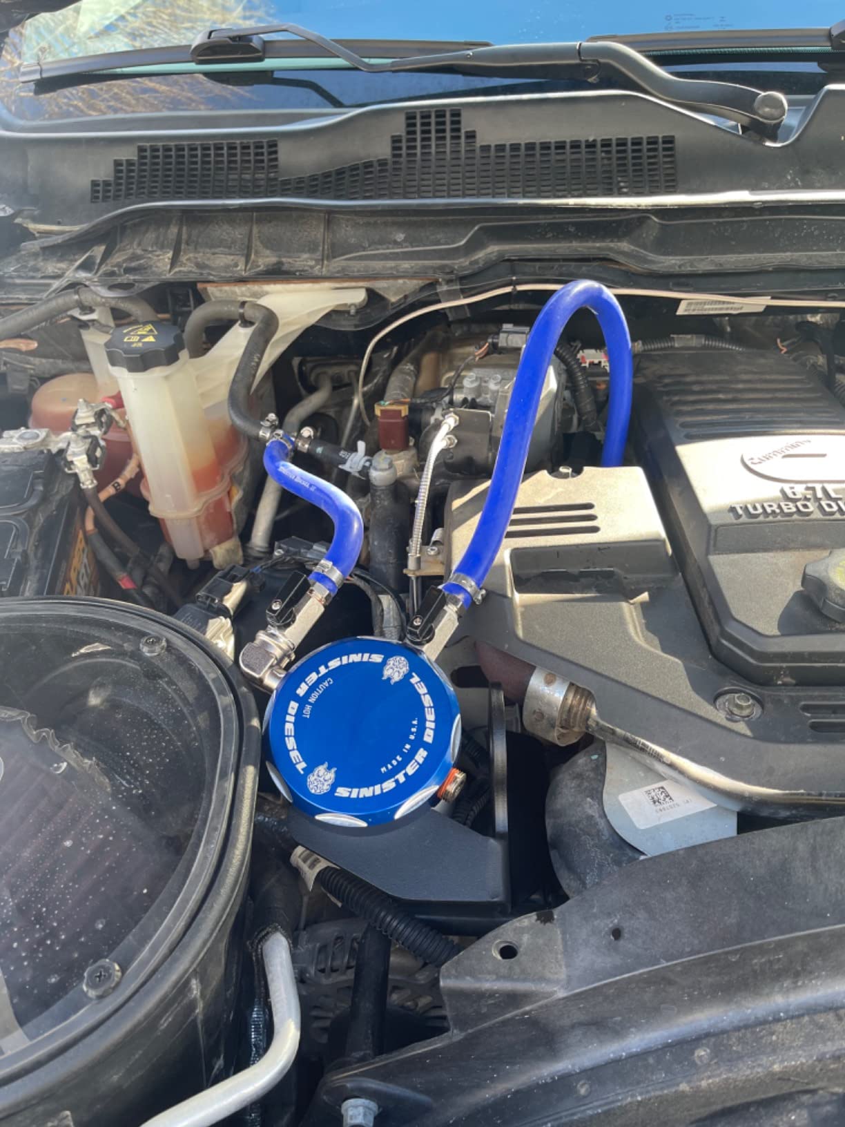 Sinister Diesel Coolant Filtration System for 2013-2018 Dodge Ram 2500/3500 6.7L Cummins – Protects Heater Core, Reduces Contaminants, Easy Bolt-On Install, Includes Filter & Hoses customer photo 1