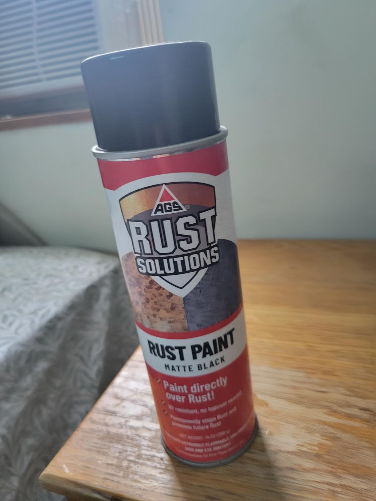 AGS RUST SOLUTIONS Rust Stop Spray Paint for Metal, 14oz Aerosol Can – Matte Black Finish, Epoxy-Fortified Corrosion Protection, UV Resistant, Withstands 300°F – No Sanding Required customer photo 1