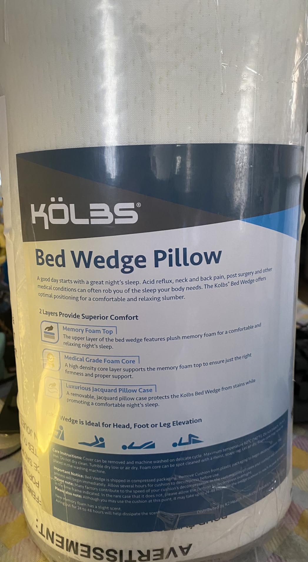 Kolbs Leg Elevation Pillow for After Surgery | Flat Top Bed Wedge Bolster Pillow for Legs | Foot, Knee, Ankle Elevation Post Surgery (Flat Top 7