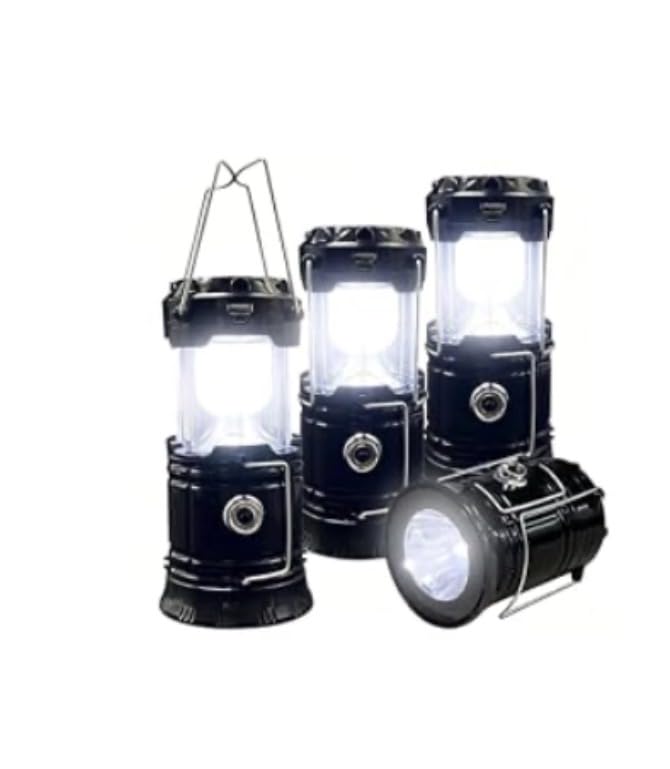 Collapsible Portable LED Camping Lantern XTAUTO Lightweight Waterproof Solar USB Rechargeable LED Flashlight Survival Kits for Indoor Outdoor Home Emergency Light Power Outages Hiking Hurricane 4-Pack customer photo 1