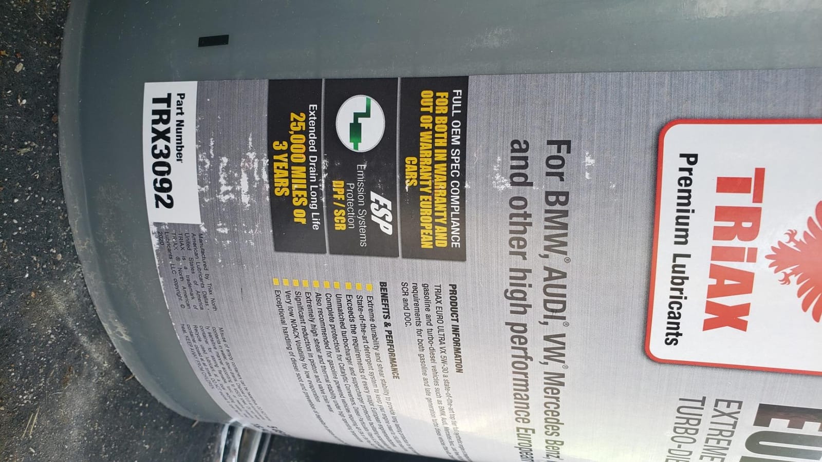 TRIAX Euro VX 5W-30 Full Synthetic Ester, Compatible with VW 507.00/504.00, VW Audi 502.00, 505.01, BMW LL-04, Porsche C30, ACEA C3, Mercedes 229.51, 229.5, 229.31 (5 Quart) customer photo 1