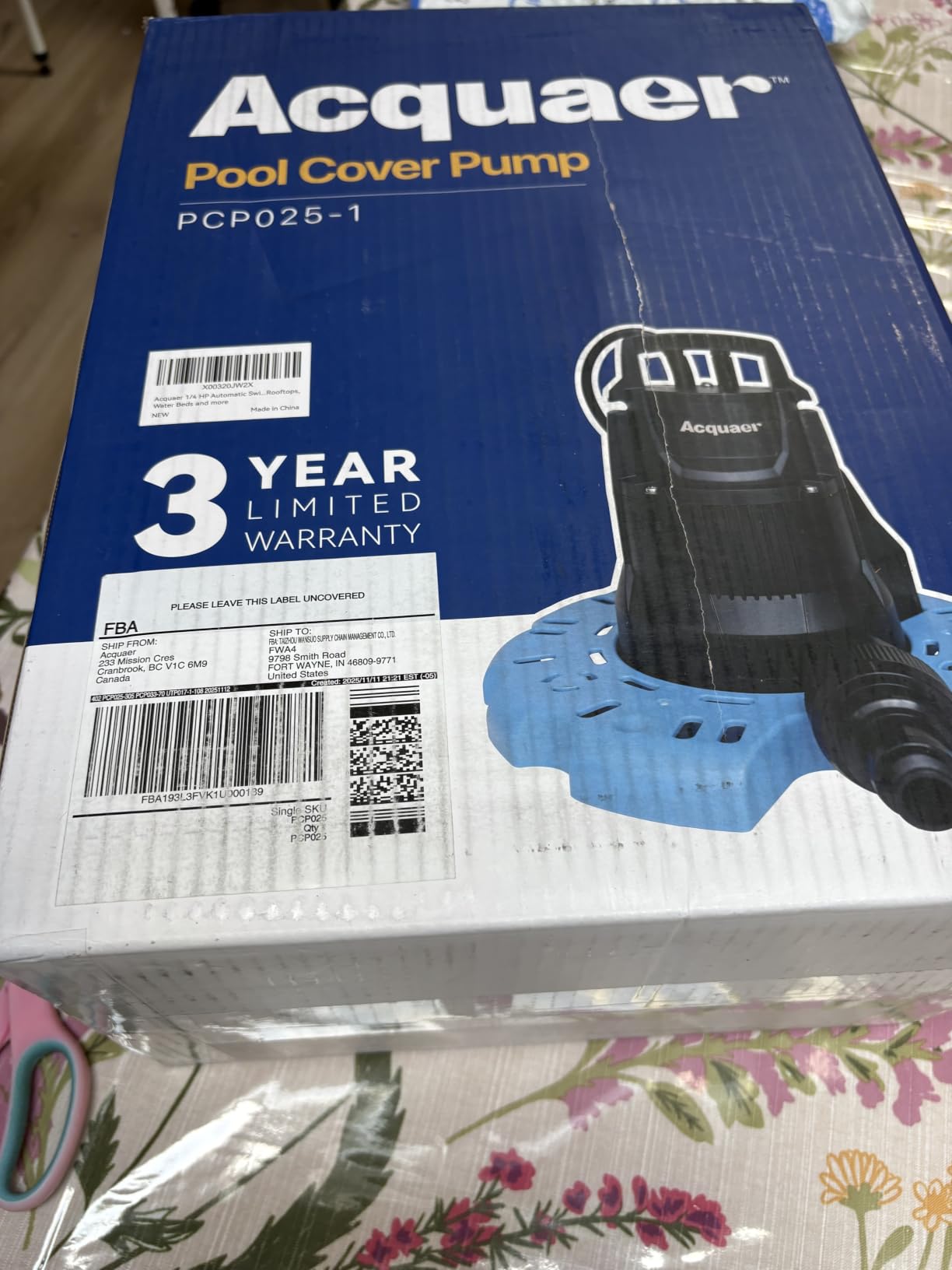 Acquaer Submersible Water Pump 1/6 HP Sump Pump Thermoplastic Utility Pump Small Electric Water Pump 1750GPH Water Remove for Basement Hot Tubs Garden Pool Cover Draining with 10 ft Cord customer photo 2