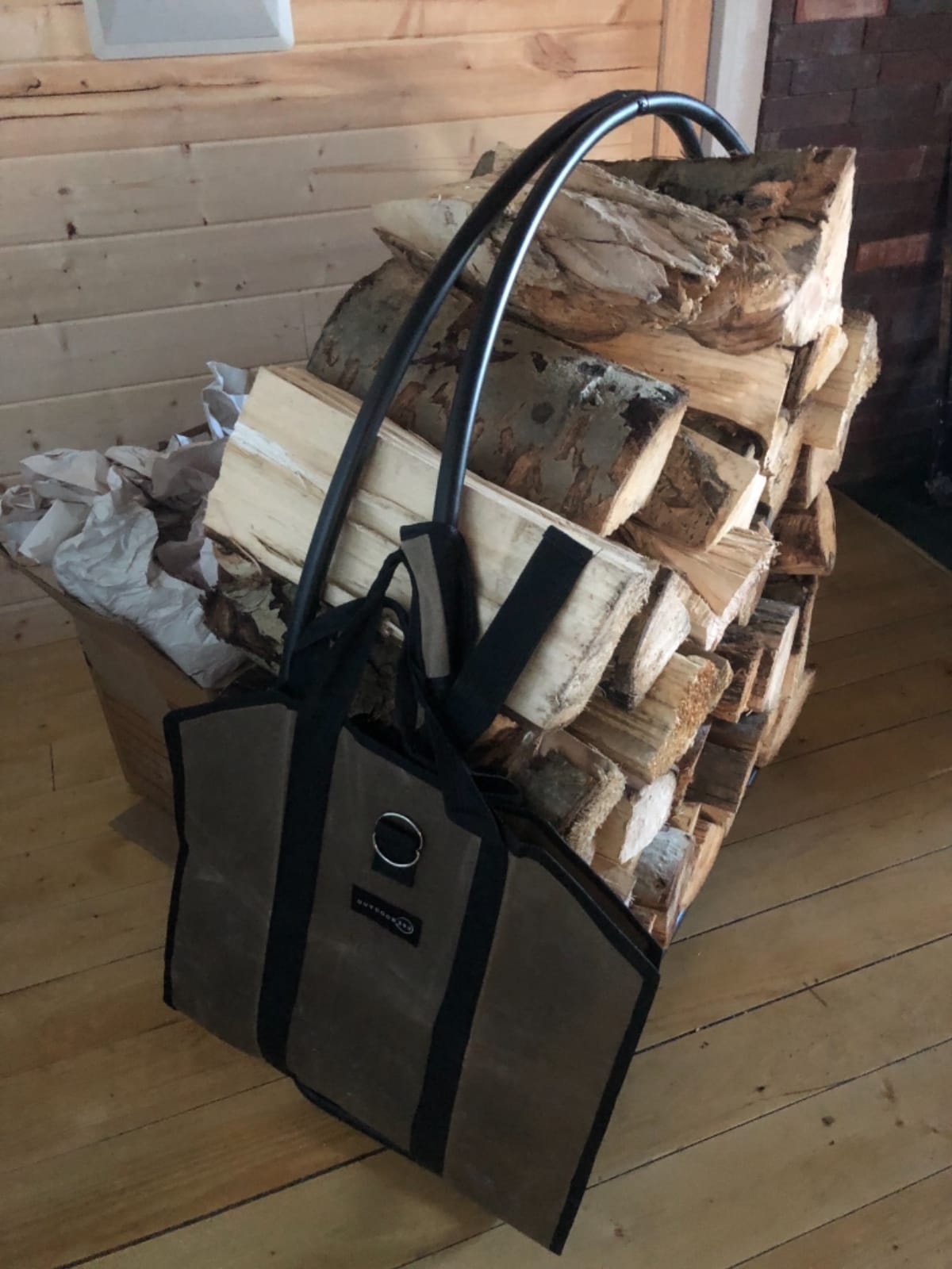 Firewood Bag Carrier - Extra Large Wood Bag for Firewood-Water Resistant Carrying Bag with Padded Handles & A Handy Side Pocket-24 L x19 H x12-Waxed Canvas Log Tote for Home or Camping customer photo 1