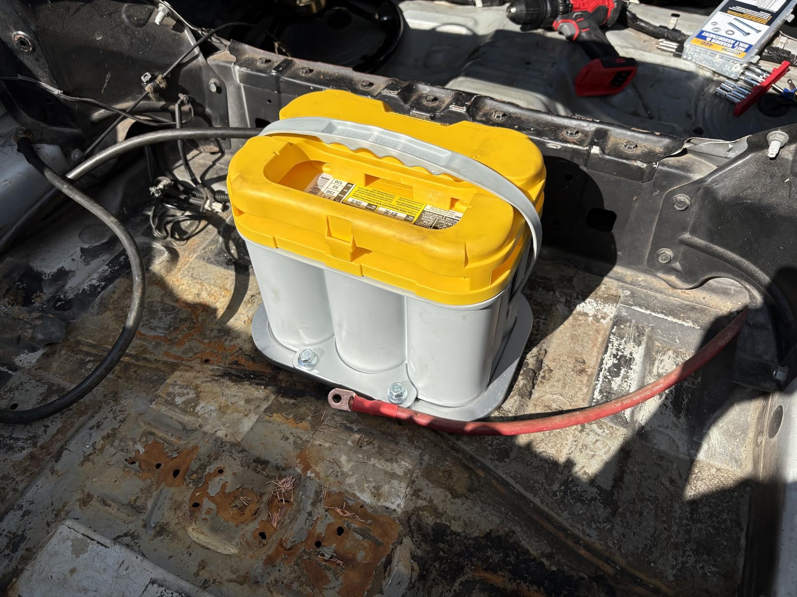 Billet Aluminum Battery Pallet - Trunk Battery Hold Down Bracket Perfectly Compatible with Racing Trunk Optima Batteries Tray Blue Yellow Red Top 34M D34M D34 D34/78 34 34/78 customer photo 2