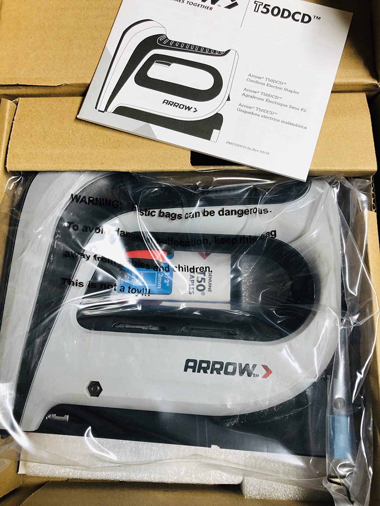 Arrow Cordless Staple Gun Kit with 3750 Pieces T50 Staples, T50DCD customer photo 2
