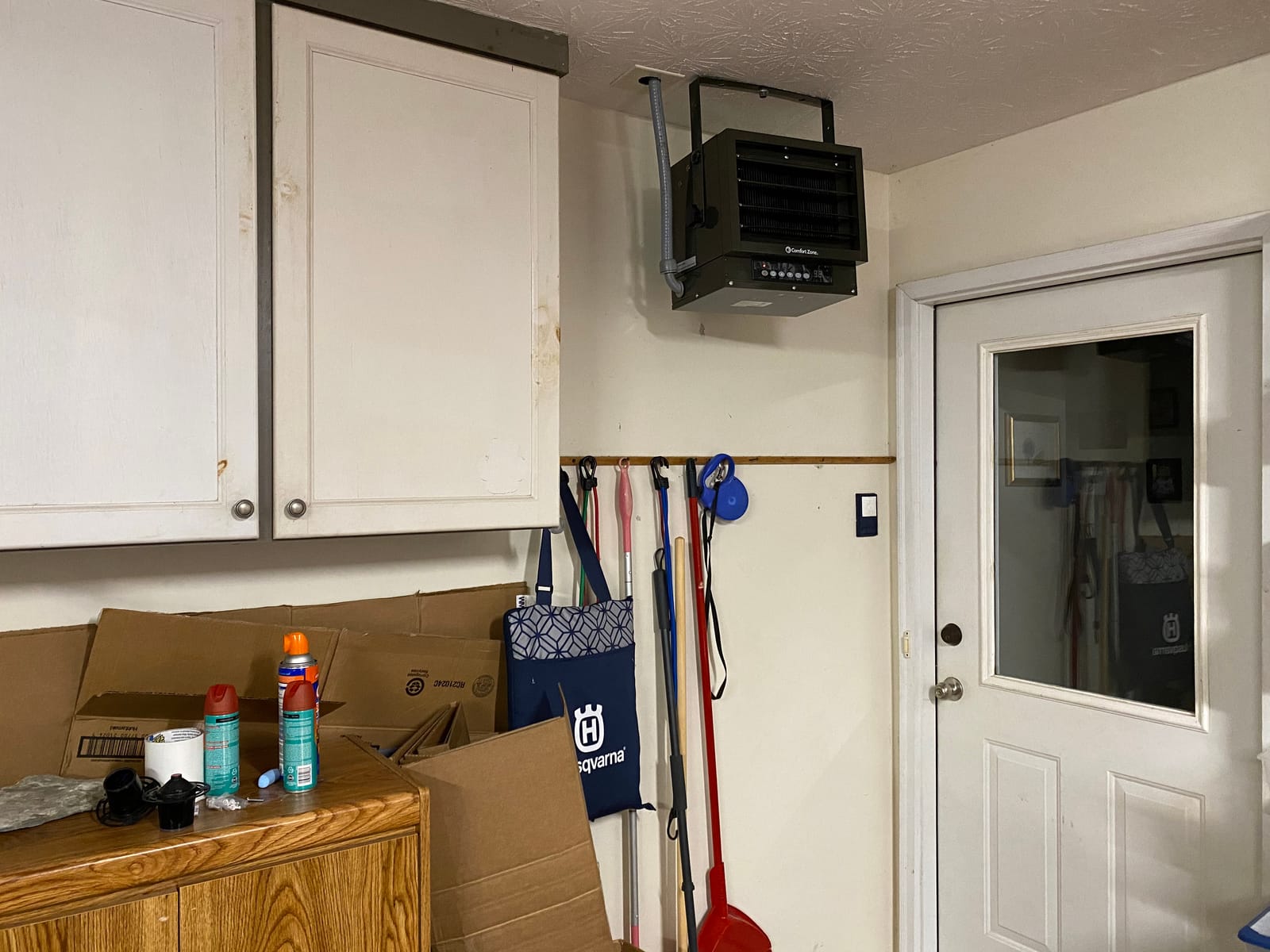 Comfort Zone Hard-Wired Ceiling Mount Garage Space Heater with Remote, 7,500 Watt, 240 Volt, Fan-Forced, Overheat Protection, Digital Thermostat, 12-Hour Timer, Ideal for Garage & Workshop, CZ230ERBK | Digital thermostat, 12-hour timer, and remote control. Directional louvers and tilting mount for precise airflow. customer photo 1