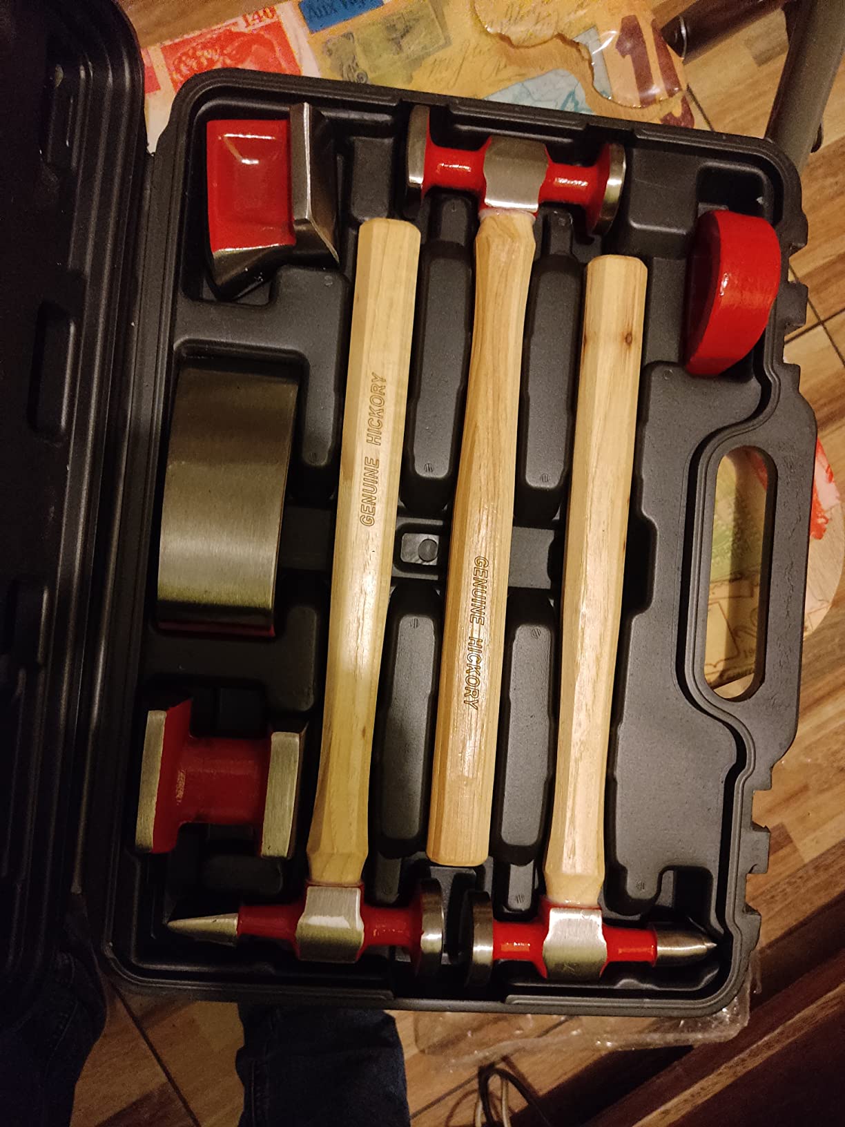 C&T 7 Piece Auto Body Repair Tool Hammer Dolly Set, Car Body Repair Tool Kit with Carrying Case, Hickory Handles customer photo 2