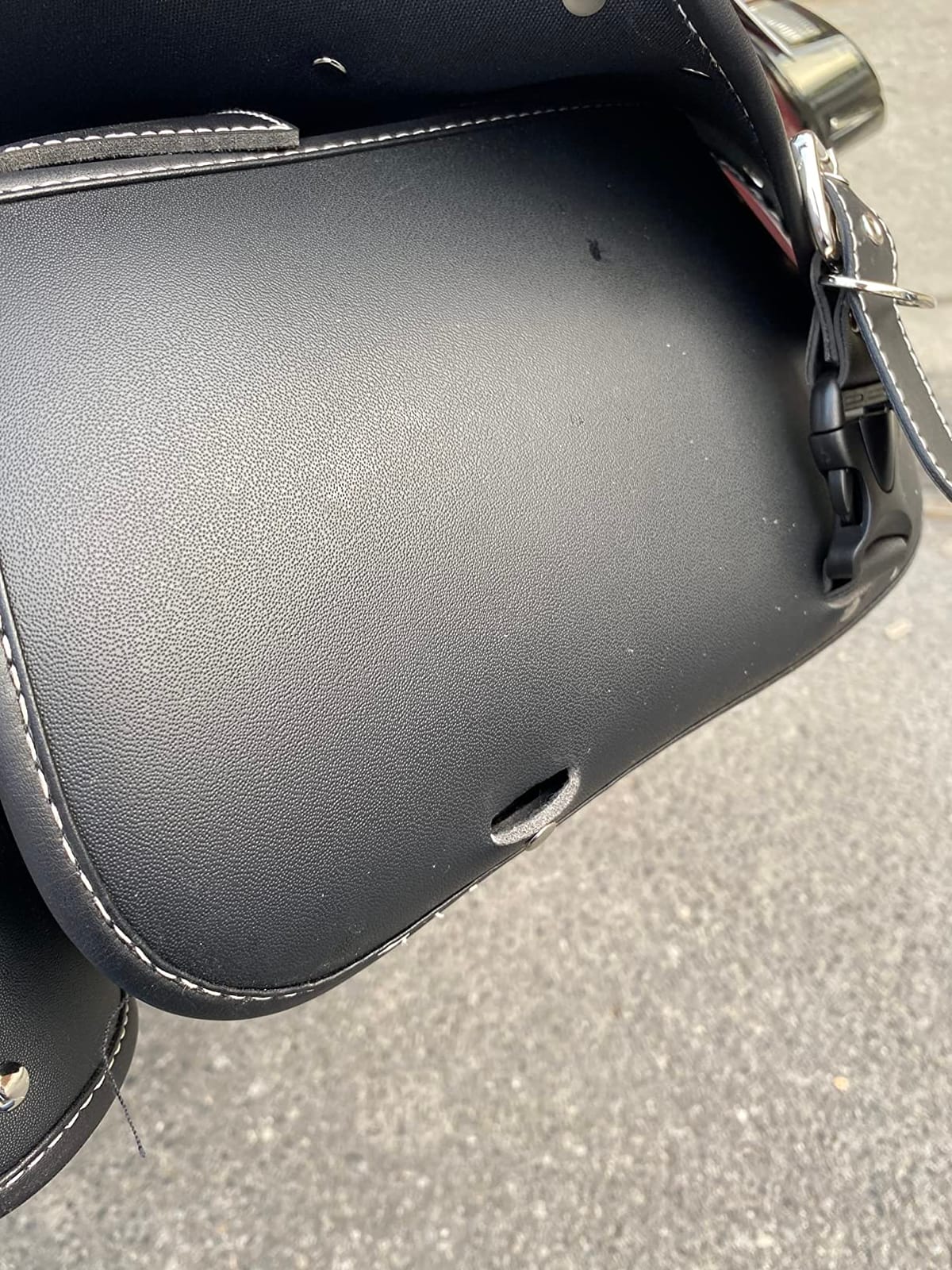 High-density Leather Motorcycle Saddlebags-Throw Over Saddle bags Panniers Side Bags with cup holder,Waterproof,Side Tool Bag,Storage Tool Bag for Motorbike,Universal,1Pair, M (Black2) customer photo 2